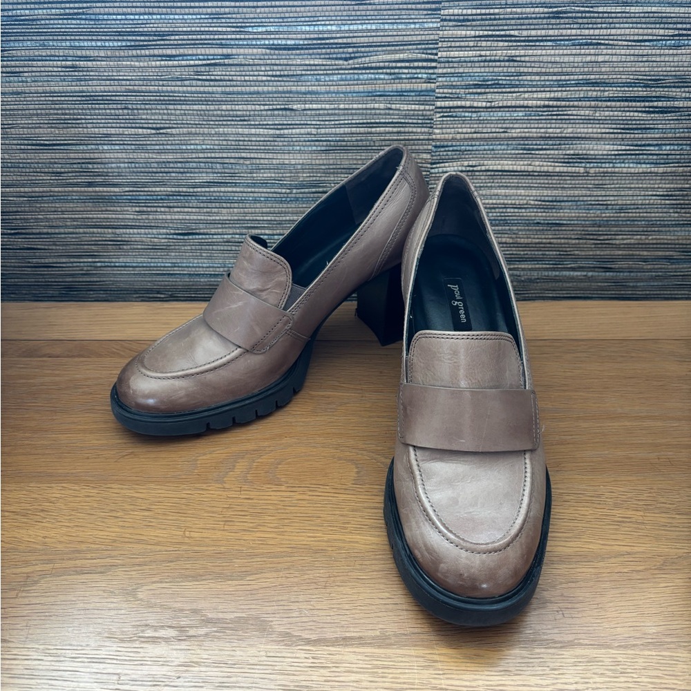 Taupe Paul Green Loafer Style Heels